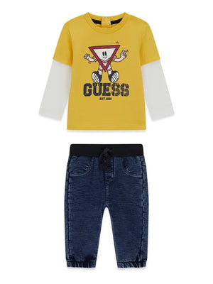 GUESS SET LS T-SHIRT+KNIT DENIM PANT