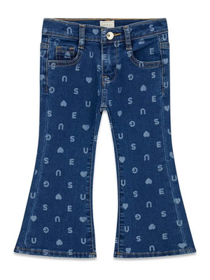 GUESS STRETCH DENIM FLARE PANTS W/LA
