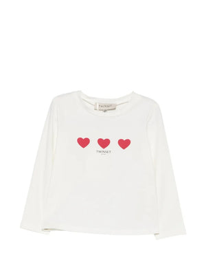 TWINSET T-SHIRT M/L CON STAMPA CUORI