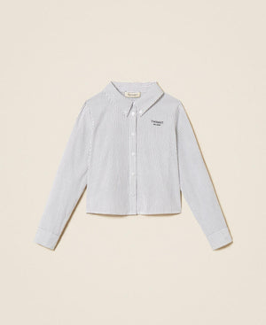 TWINSET CAMICA IN POPLIN RIGATA