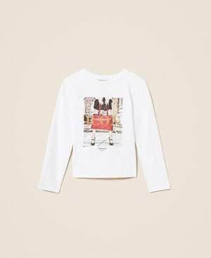 TWINSET T-SHIRT M/L CON STAMPA FOTOGRAFICA
