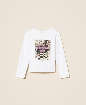 TWINSET T-SHIRT M/L CON STAMPA FOTOGRAFICA