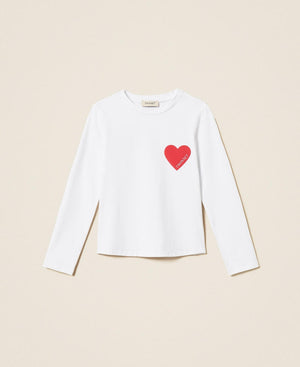 TWINSET T-SHIRT M/L CON STAMPA CUORE FLOCK