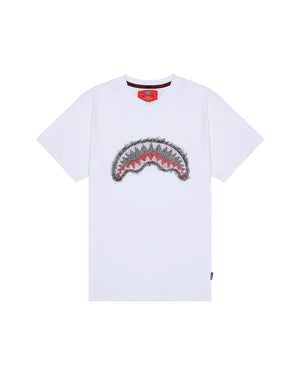 SPRAYGROUND SCRIBBLE EMBROIDERY SHARK REGT-SHIRT WHT