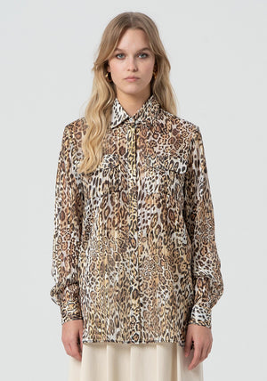 FRACOMINA PRINTED SHIRT SANDBLACK