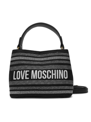 LOVE MOSCHINO BORSA CANVAS NERO+PU NERO