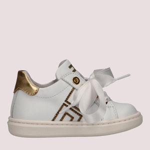 ELISABETTA FRANCHI La Mia Bambina SNEAKER BASSA ALLACCIATA BIANCO AVORIO/ORO