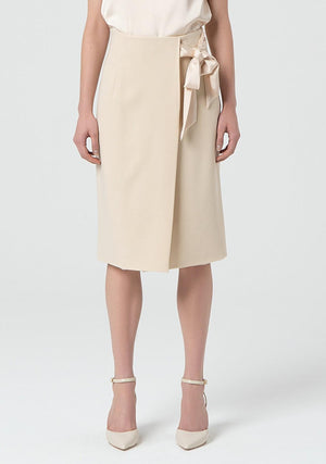 FRACOMINA MIDI SKIRT WITH FAKE BOW CLOSURE SA