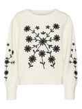 VERO MODA VMGAIA LS O-NECK EMBROIDERY PULLOVER GA