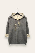 LOVEme Felpa over in maglia scritta in rilievo e cappuccio