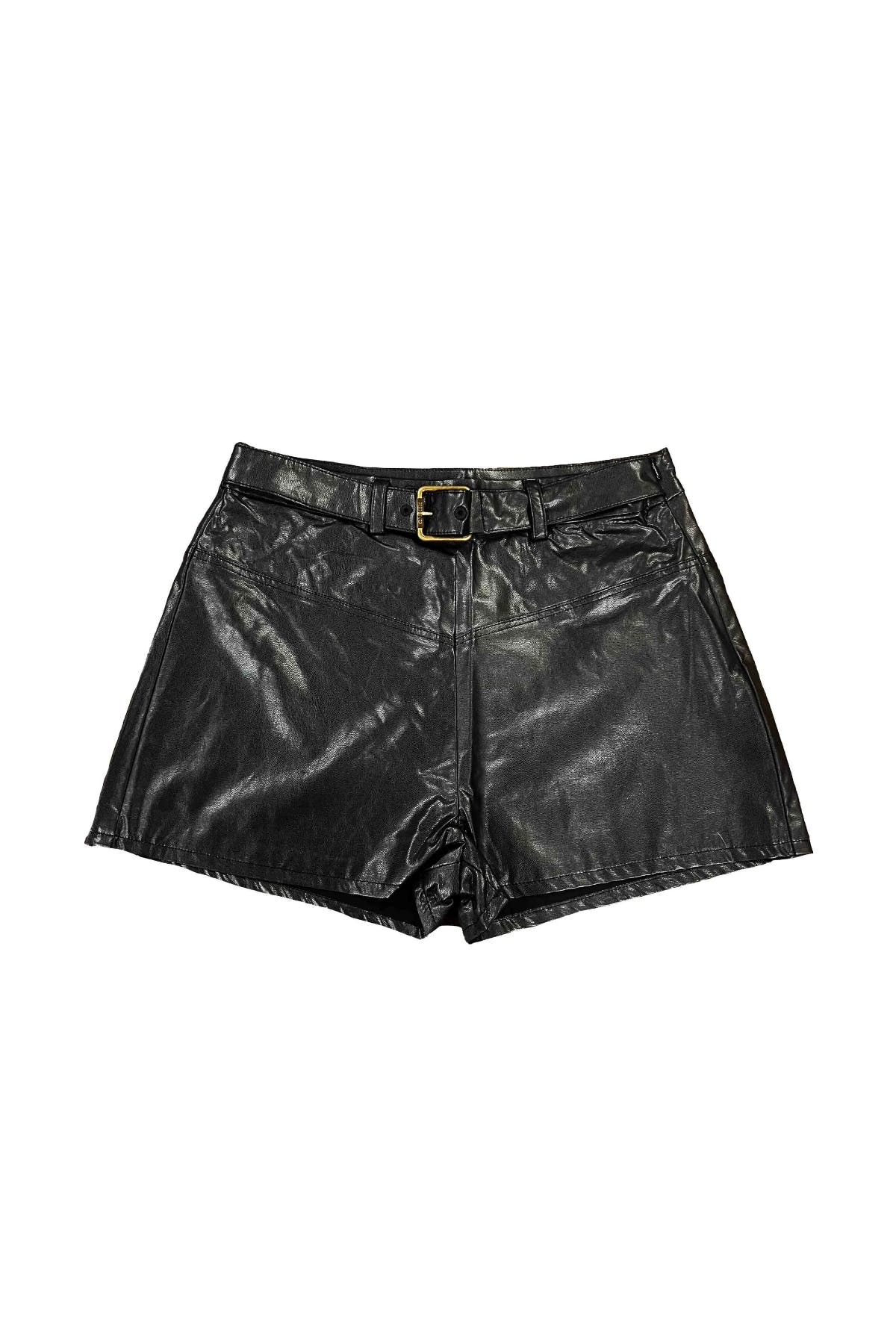 SHORTS IN ECOPELLE CON FIBBIA PINKO 