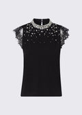 LIU JO T-SHIRT S/M CON PIZZO E STRASS