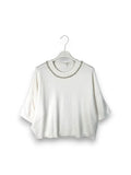 LOVEme Maglia crop manica corta con gioiello sul girocollo