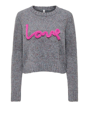 ONLY ONLSMILLA LS TEXT DETAIL O-NECK CC KNT