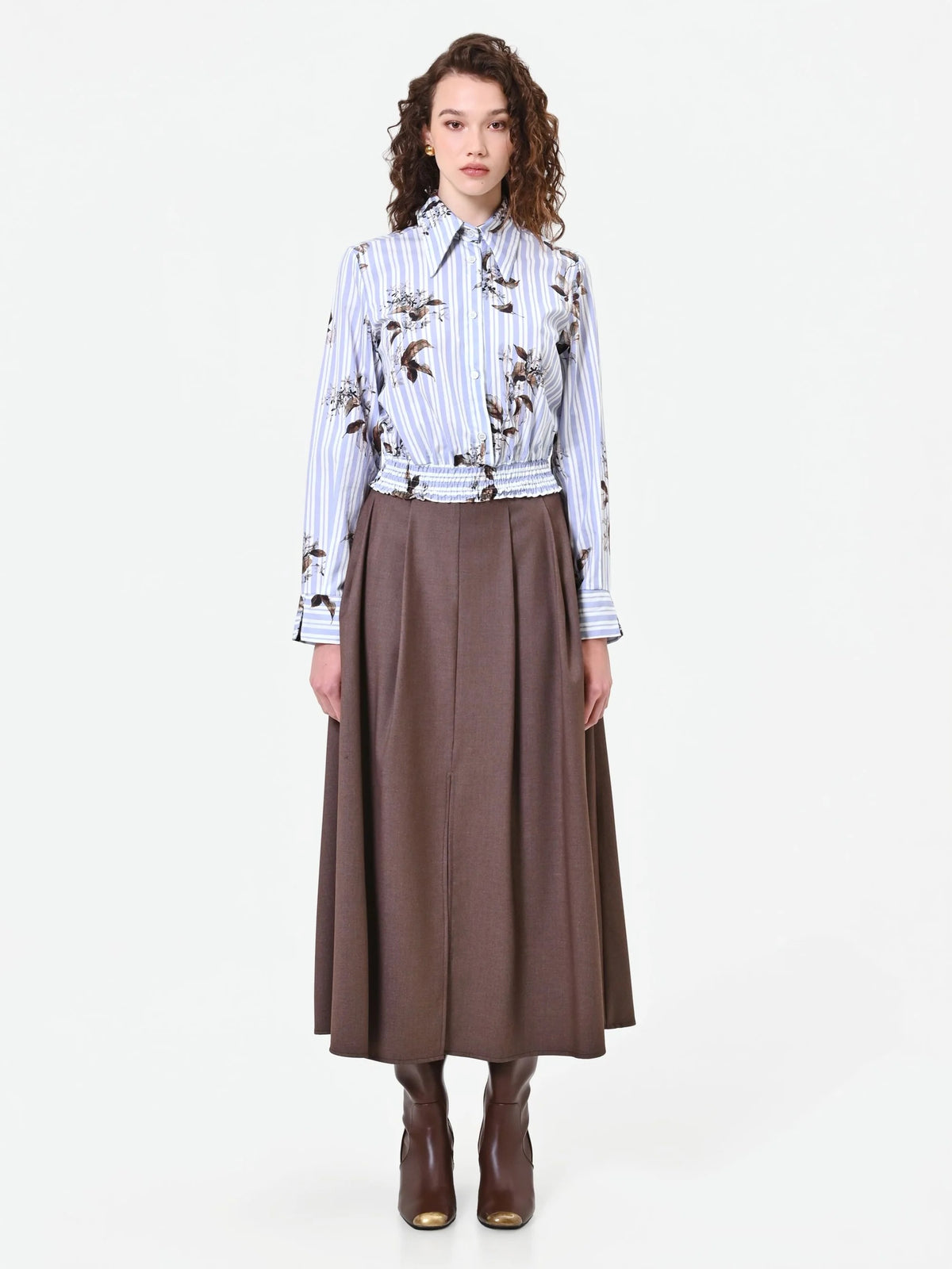 CFC 20410 W-CAMICIA CROPPED POPELINE RIGA FIORE 