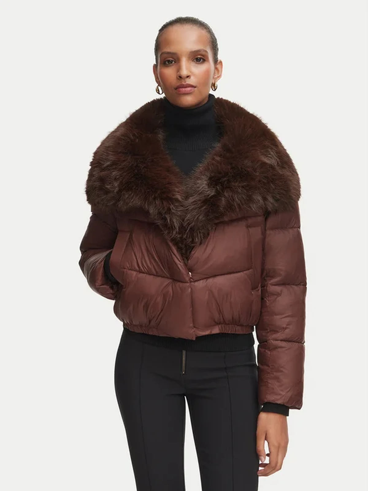 FW26ITA102 CAPP PIUMINO CROP COLLO PELLICCIA 