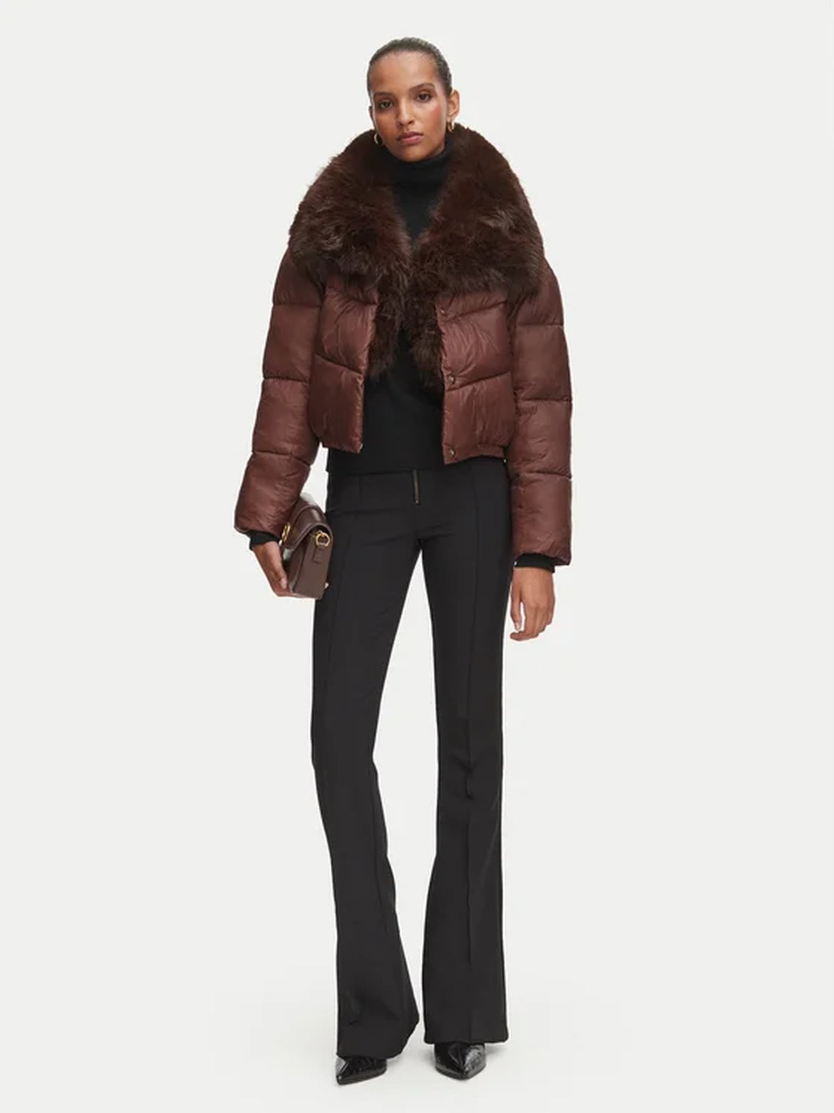 FW26ITA102 CAPP PIUMINO CROP COLLO PELLICCIA 