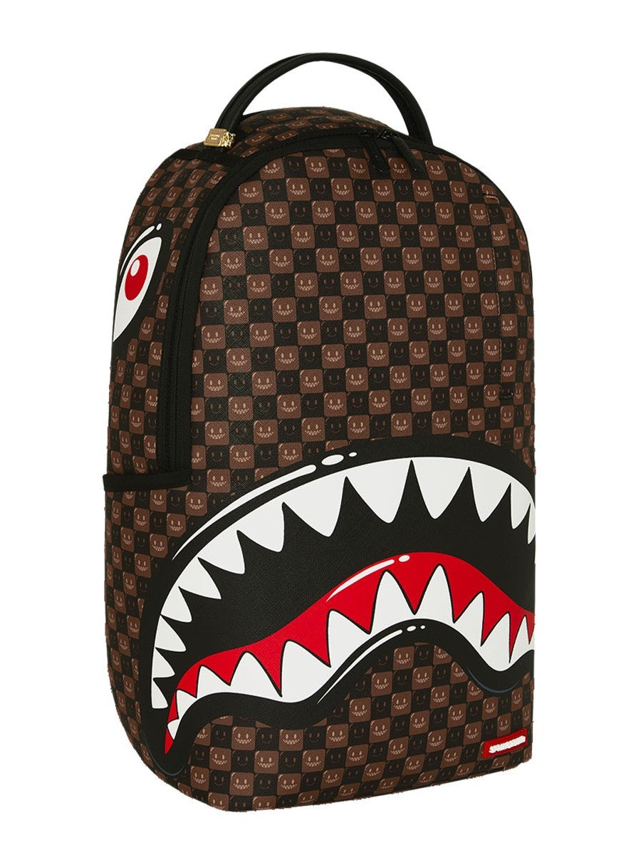 SHARKS IN PARIS WTF BUBBLE<BR/>BROWN CHECK BACKPACK 