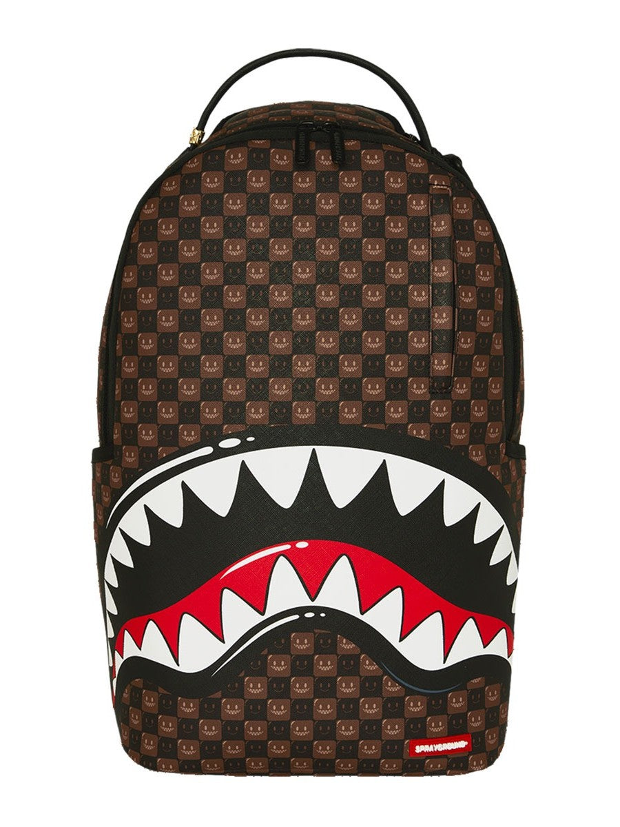 SHARKS IN PARIS WTF BUBBLE<BR/>BROWN CHECK BACKPACK 