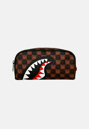 SPRAYGROUND SHARKS IN PARIS WTF BUBBLE BROWN CHECK POUCH