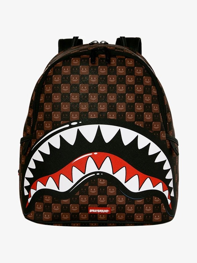 SHARKS IN PARIS WTF BUBBLE BROWN CHECK SAVAGE BACKPACK 
