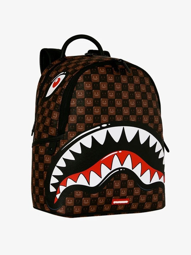 SHARKS IN PARIS WTF BUBBLE BROWN CHECK SAVAGE BACKPACK 