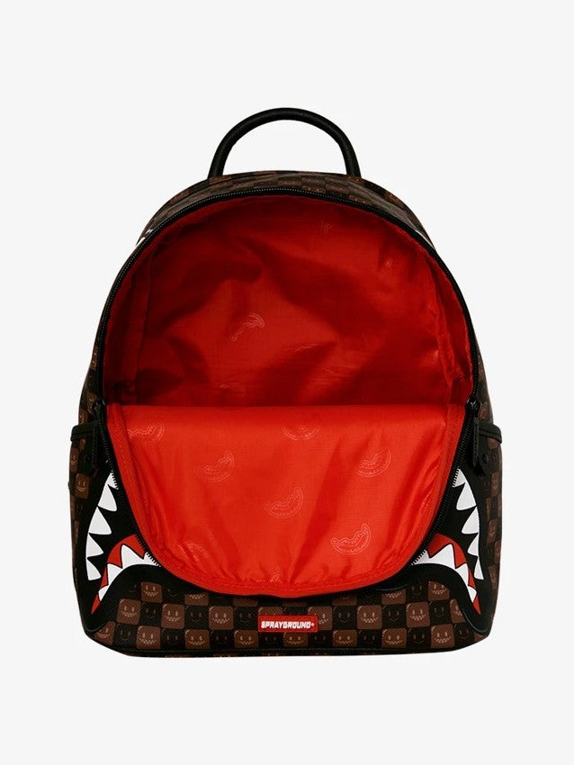 SHARKS IN PARIS WTF BUBBLE BROWN CHECK SAVAGE BACKPACK 