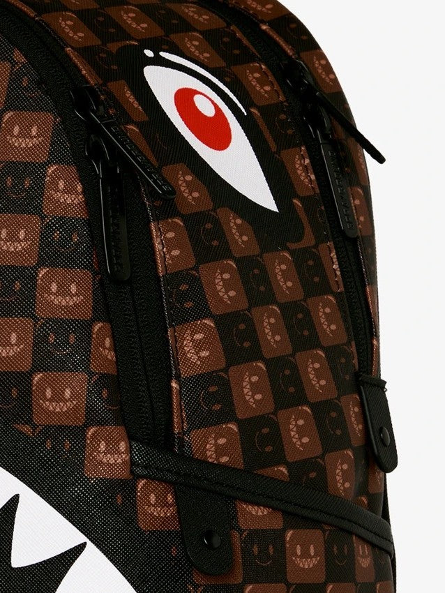 SHARKS IN PARIS WTF BUBBLE BROWN CHECK SAVAGE BACKPACK 