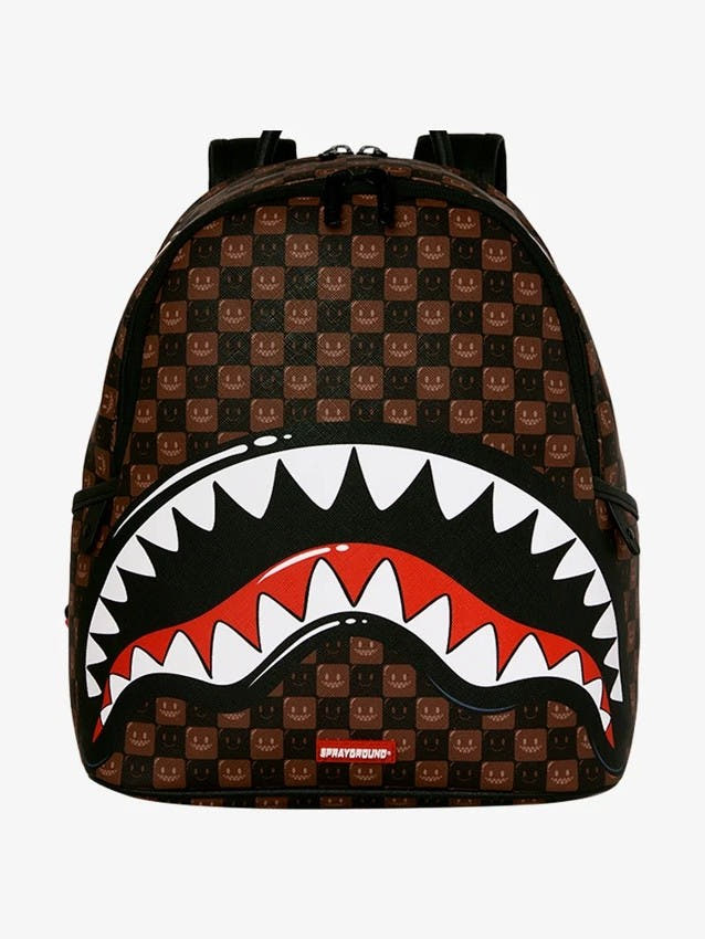 SHARKS IN PARIS WTF BUBBLE BROWN CHECK SAVAGE BACKPACK 