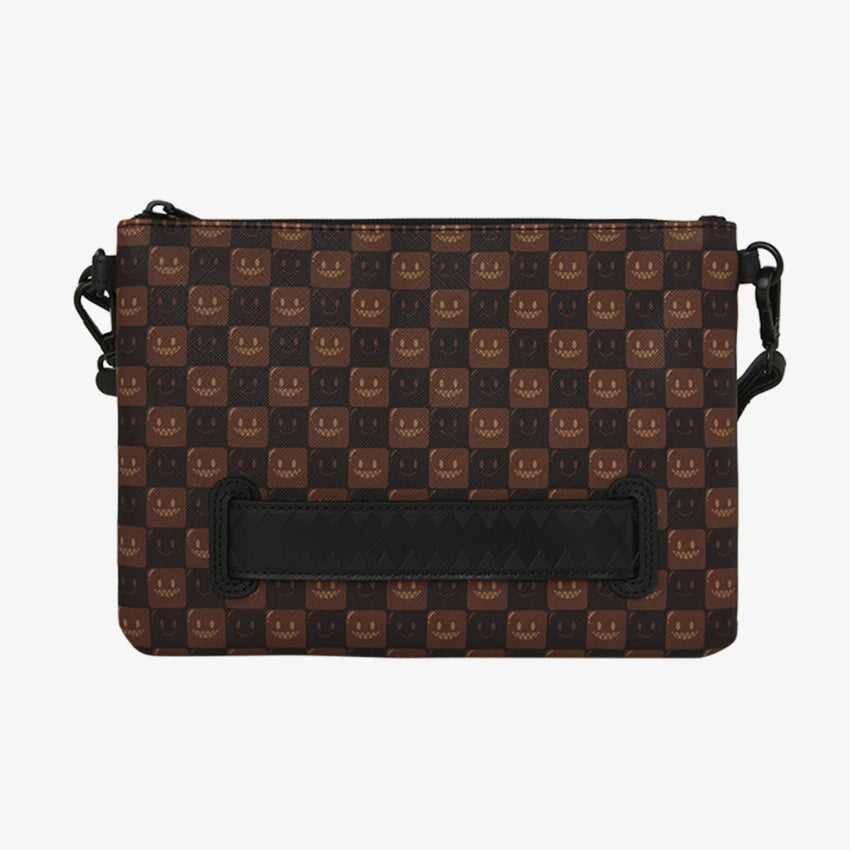 SHARKS IN PARIS WTF BUBBLE BROWN CHECK CROSSOVER CLUTCH 