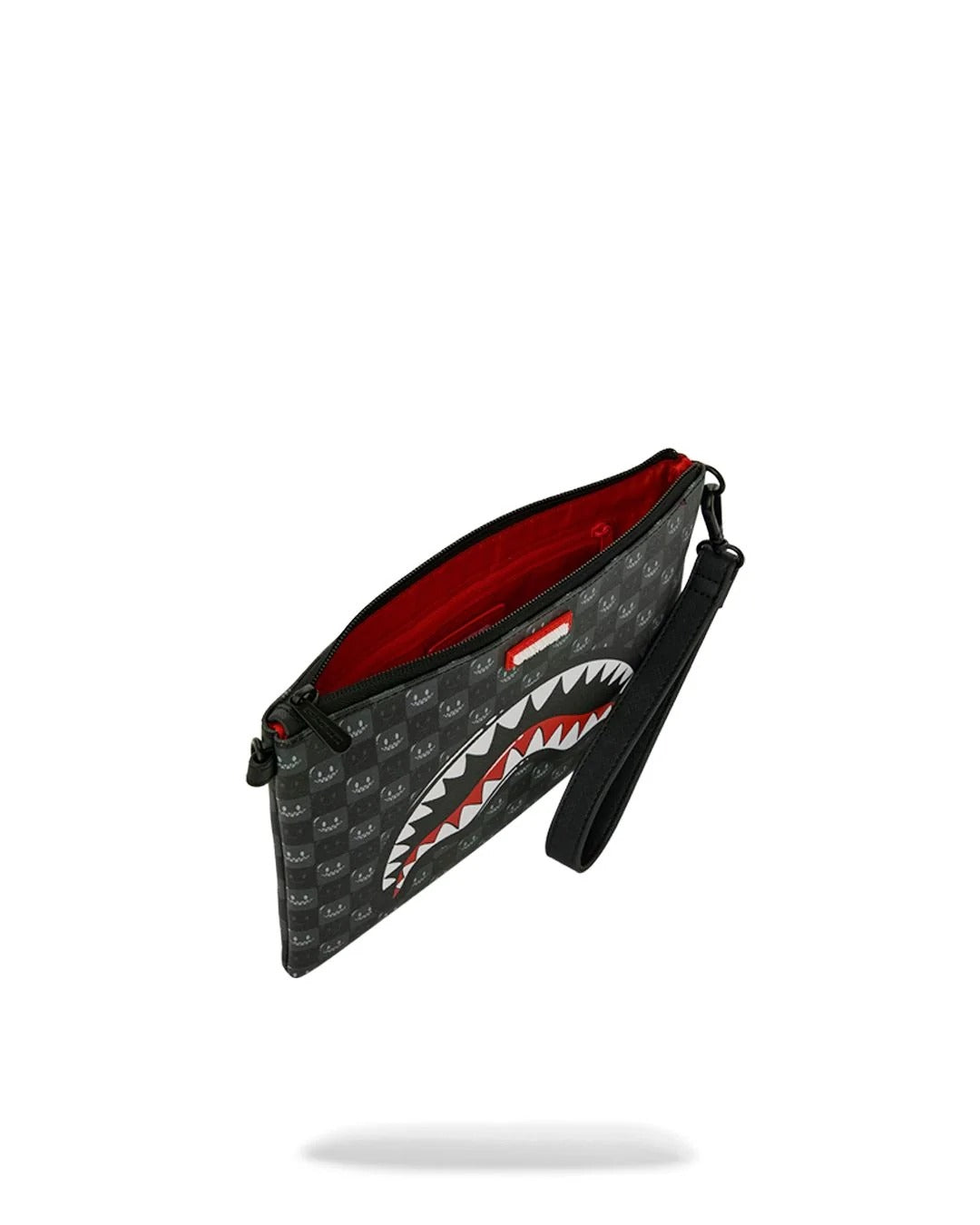 SHARKS IN PARIS WTF BUBBLY BLACK CHECK CROSSOVER CLUTCH 