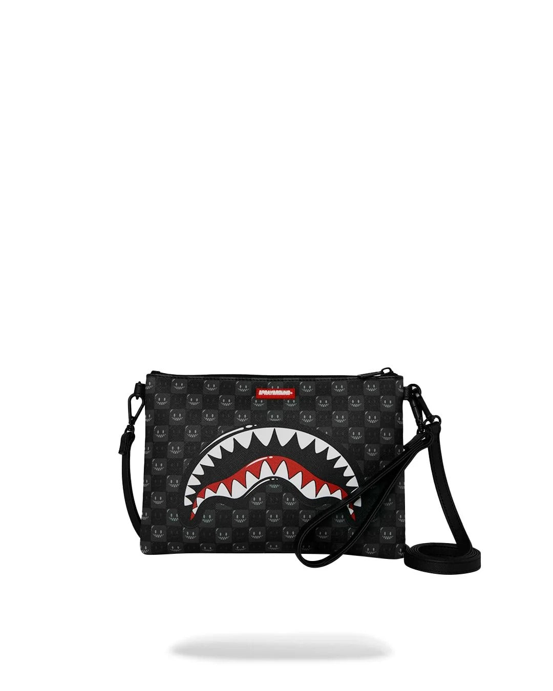 SHARKS IN PARIS WTF BUBBLY BLACK CHECK CROSSOVER CLUTCH 