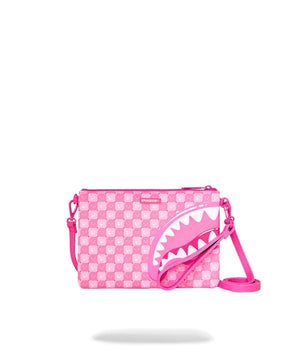 SPRAYGROUND PINK NEW CHECK FACES CROSSOVER CLUTCH