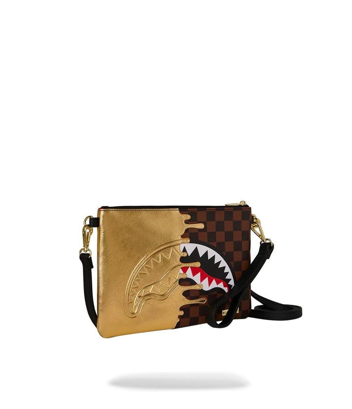 SHARKS IN PARIS GOLD DRIP CROSSOVER CLUTCH 