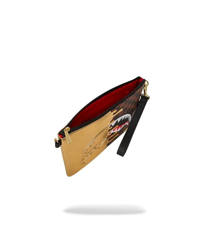SHARKS IN PARIS GOLD DRIP CROSSOVER CLUTCH 
