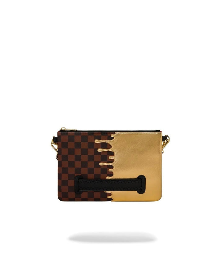 SHARKS IN PARIS GOLD DRIP CROSSOVER CLUTCH 