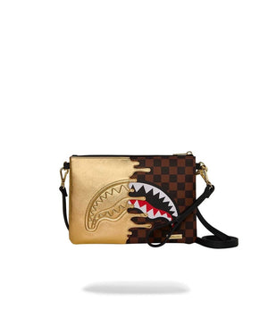 SPRAYGROUND SHARKS IN PARIS GOLD DRIP CROSSOVER CLUTCH