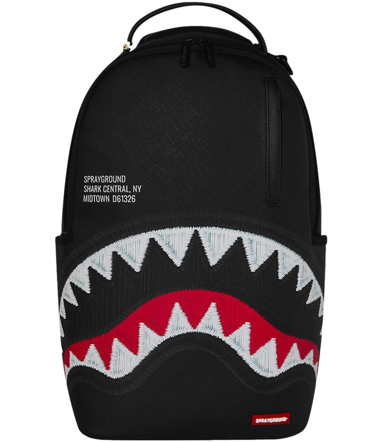 SHARK CENTRAL BLACK EMBROIDERED SHARK BACKPACK 