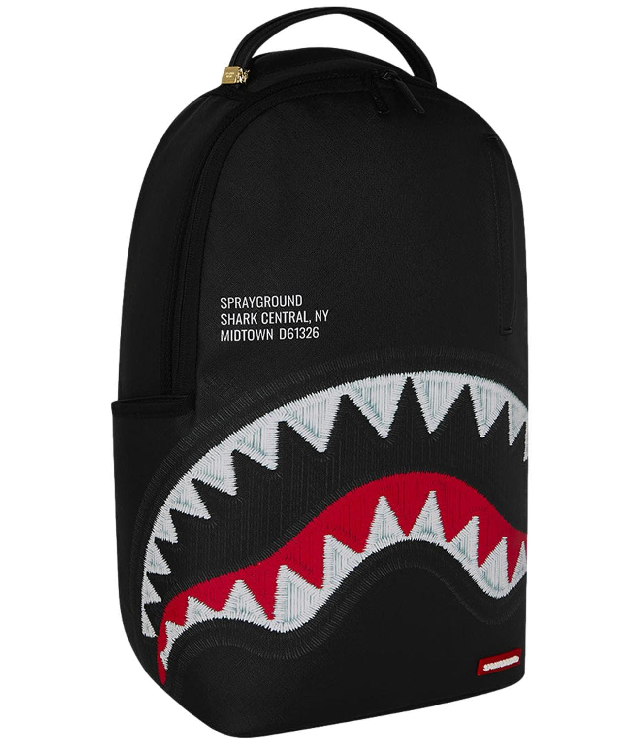 SHARK CENTRAL BLACK EMBROIDERED SHARK BACKPACK 