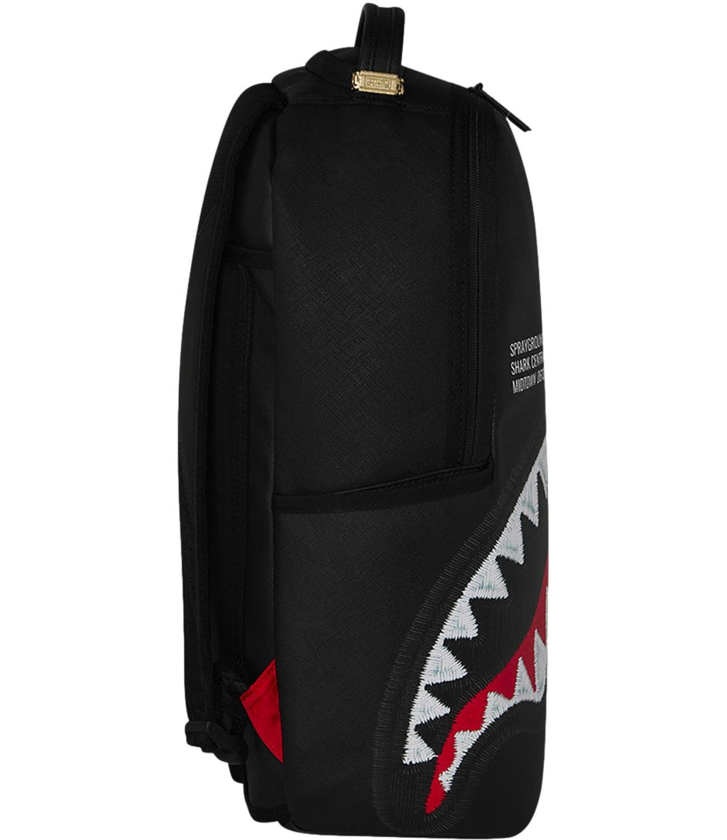SHARK CENTRAL BLACK EMBROIDERED SHARK BACKPACK 