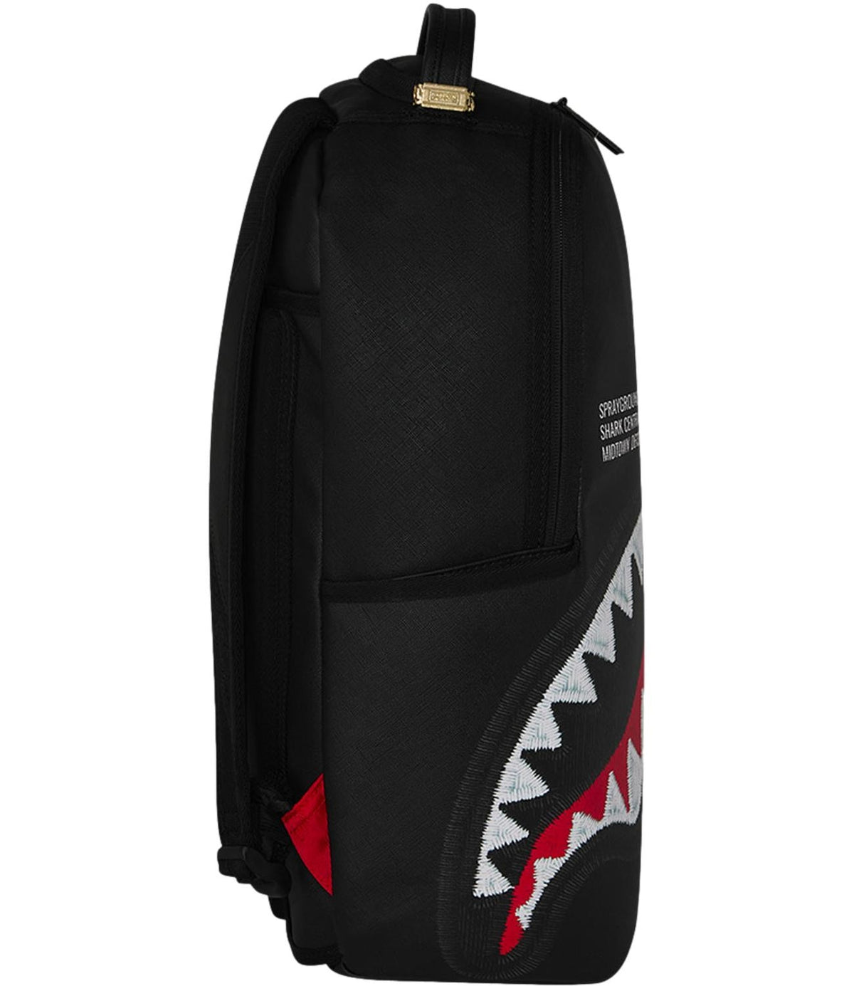 SHARK CENTRAL BLACK EMBROIDERED SHARK BACKPACK 