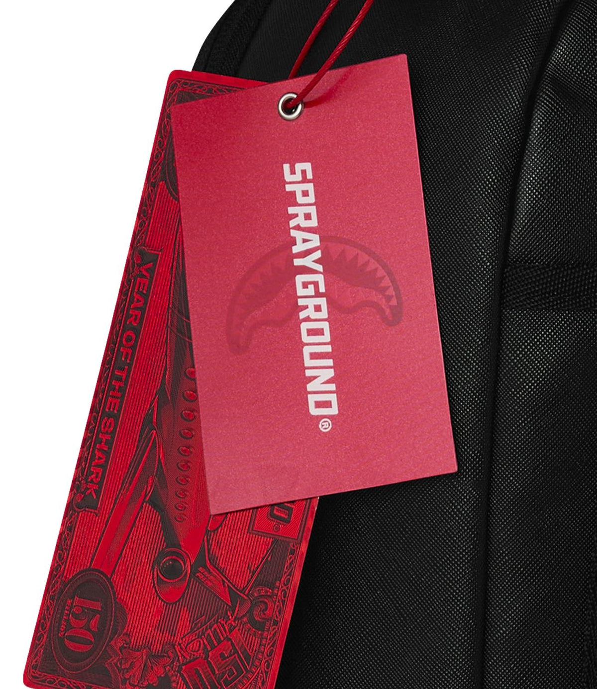 SHARK CENTRAL BLACK EMBROIDERED SHARK BACKPACK 