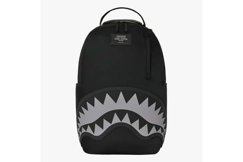 SHARK CENTRAL BLACK NYLON GRAY EMBOSSED BACKPACK 