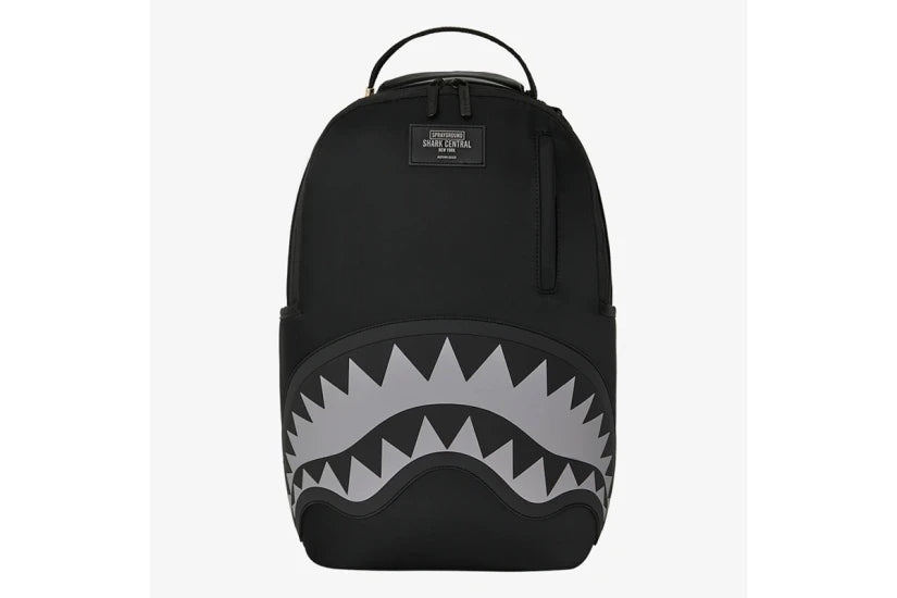 SHARK CENTRAL BLACK NYLON GRAY EMBOSSED BACKPACK 