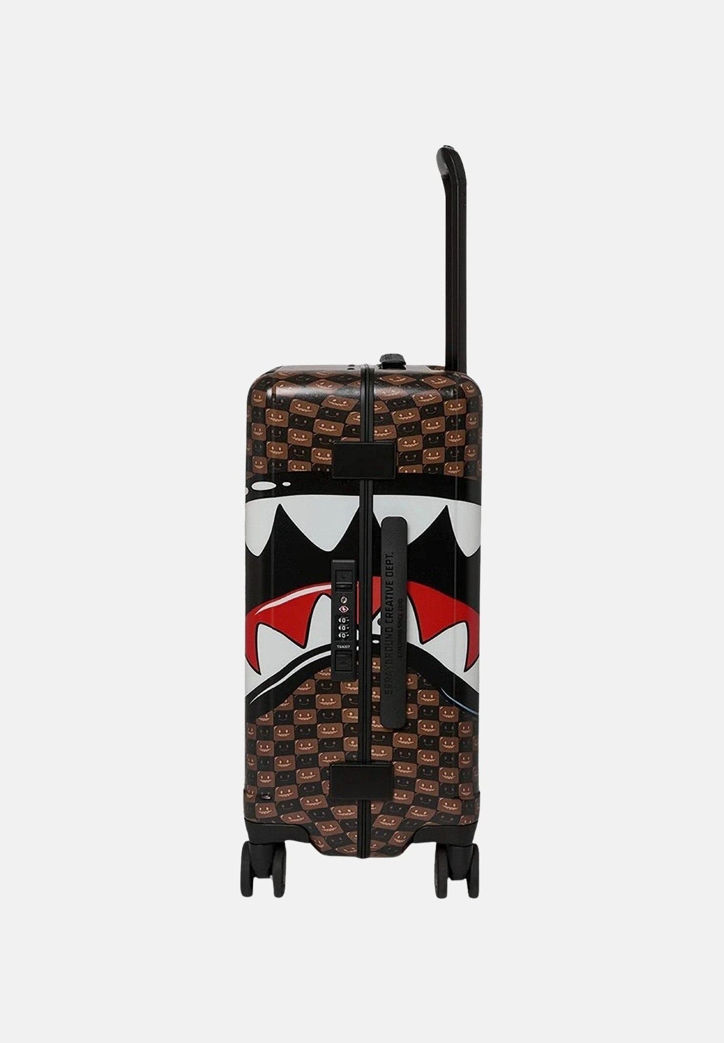 SHARKS IN PARIS WTF BUBBLE BROWN CHECK CARRY-ON LUGGAGE 