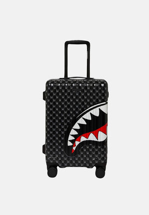 SPRAYGROUND SHARKS IN PARIS WTF BUBBLY BLACK CHECK CARRY-ON LUGGAGE