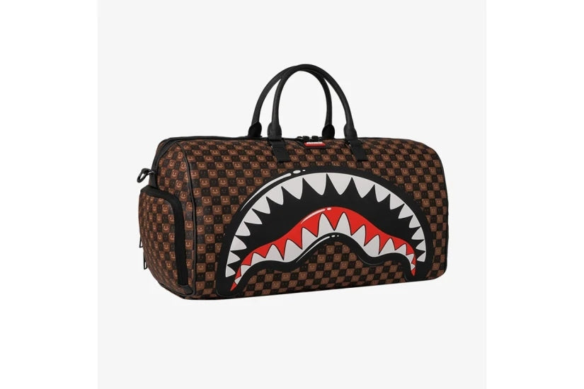 SHARKS IN PARIS WTF BUBBLE BROWN CHECK DUFFLE 