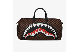 SPRAYGROUND SHARKS IN PARIS WTF BUBBLE BROWN CHECK DUFFLE