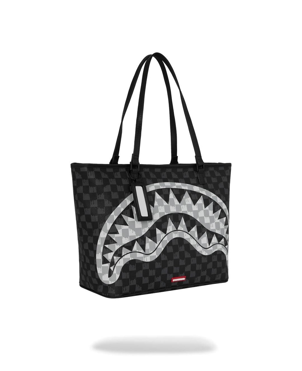 BLACK AND WHITE DRIP CHECK SHARK TOTE 