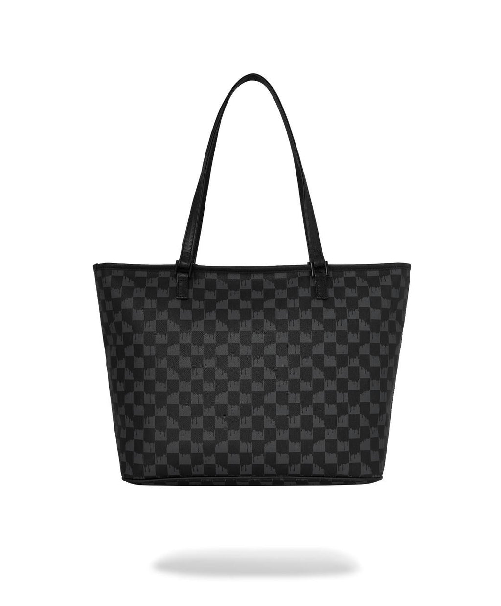 BLACK AND WHITE DRIP CHECK SHARK TOTE 